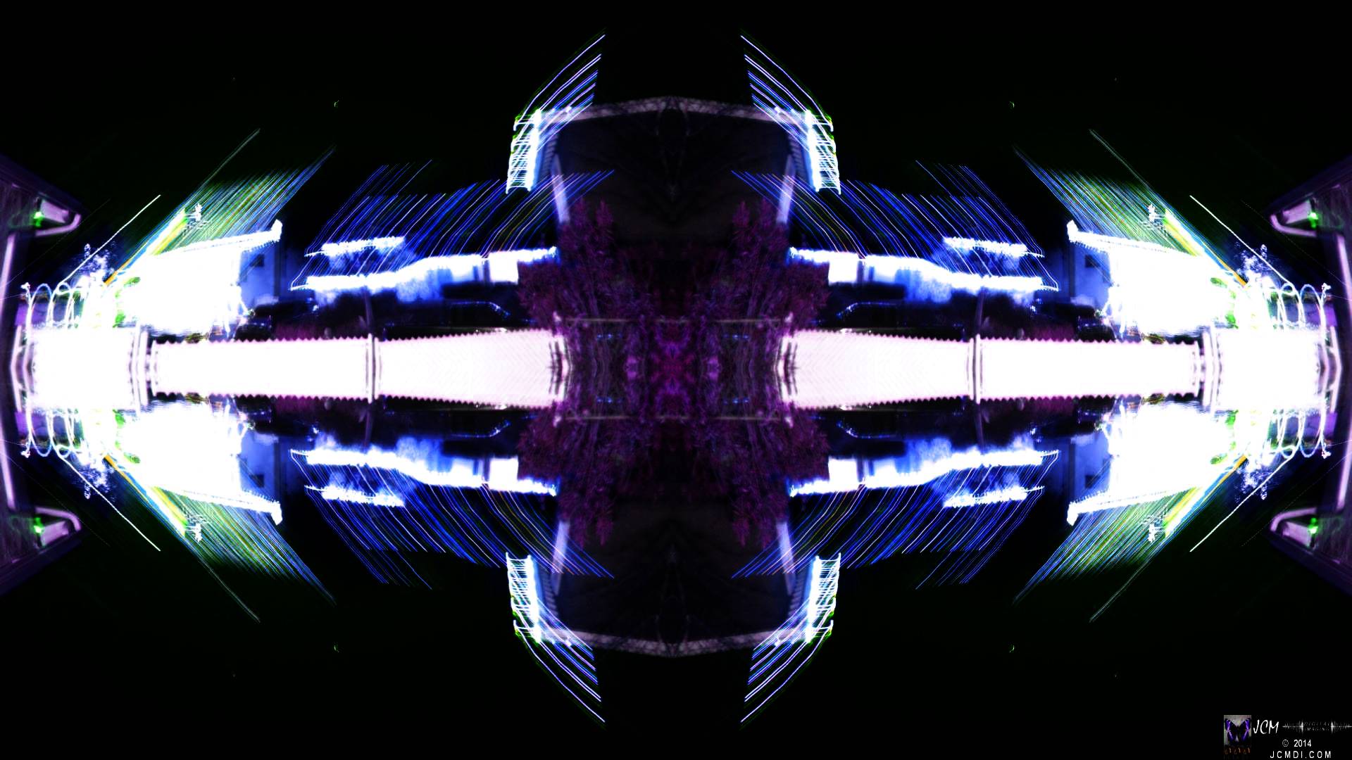 Quadroscopic Artwork made from an image of Abstract motion Christmas lights